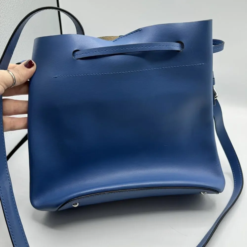 Lodis Blue Leather Drawstring Crossbody Bag - Picture 6 of 7